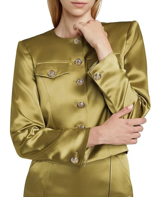Cinq À Sept Green Rainer Satin Jacket