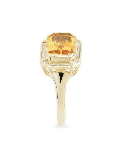 Effy Metallic 14K, Citrine & 0.37 Tcw Diamond Ring