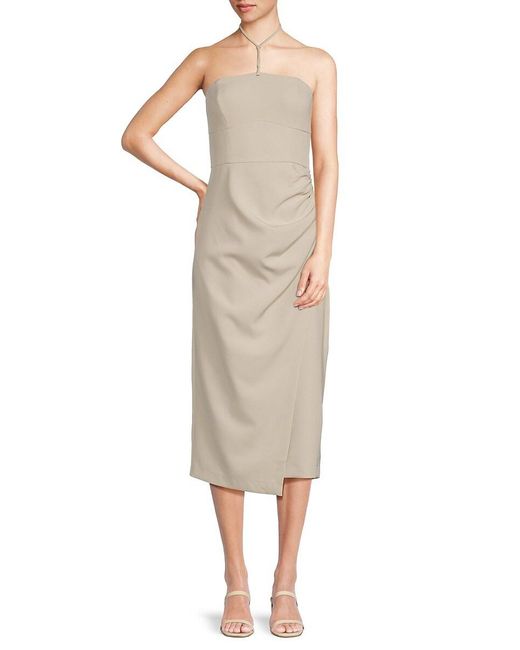 French Connection Natural Echo Crepe Ruched Midi Dress
