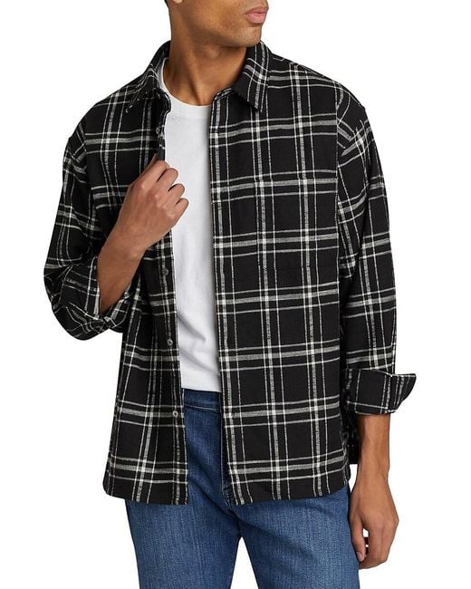 FRAME Black Plaid Cotton Overshirt for men