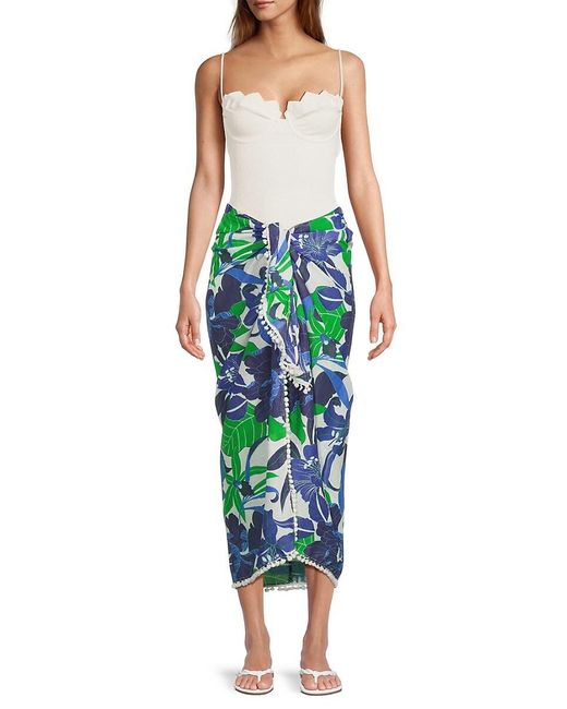 Dotti Blue Floral Sarong Pareo Coverup