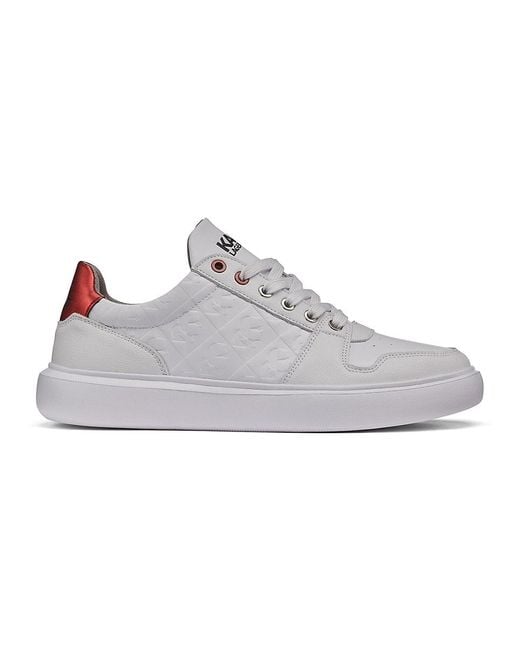 Karl Lagerfeld White 3D Logo Stamp Leather Sneakers for men