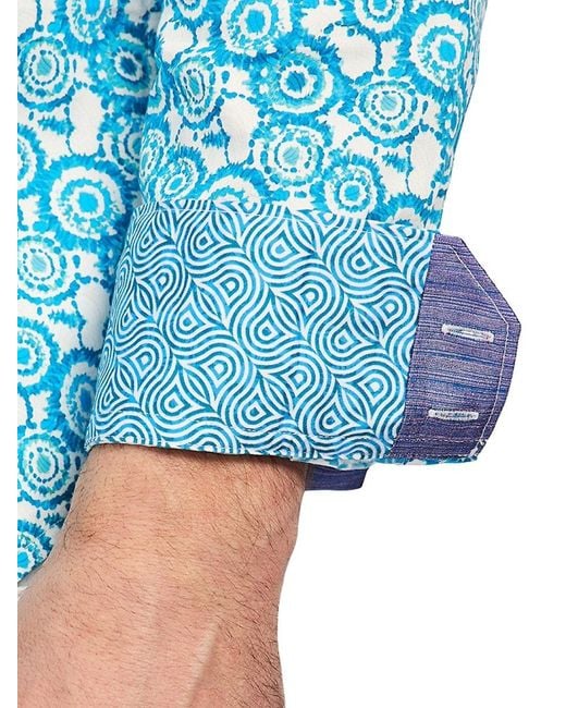 Robert Graham Blue Cantley Circle-Print Cotton Shirt for men