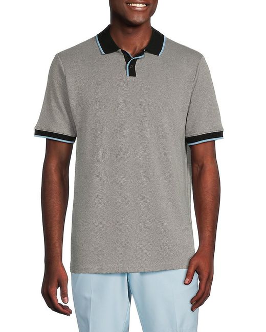 Ocean Current White Contrast Edge Honeycomb Knit Polo for men