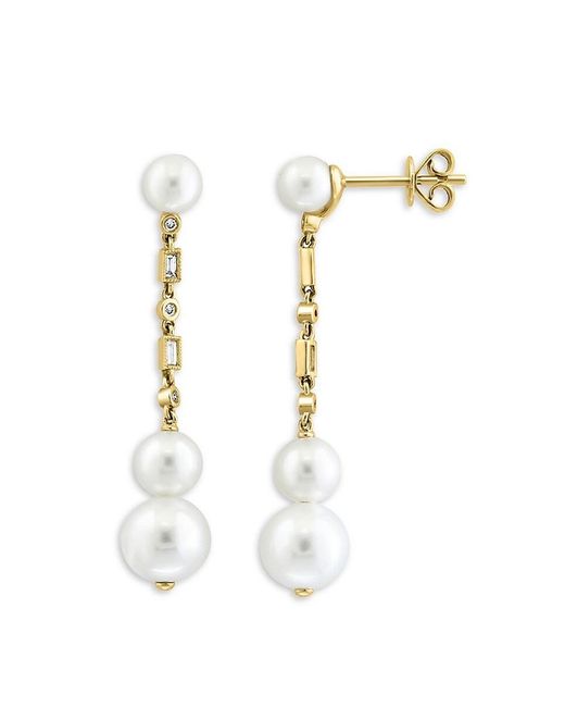 Effy White 14k Yellow Gold, 5-8mm Freshwater Pearl & Diamond Drop Earrings