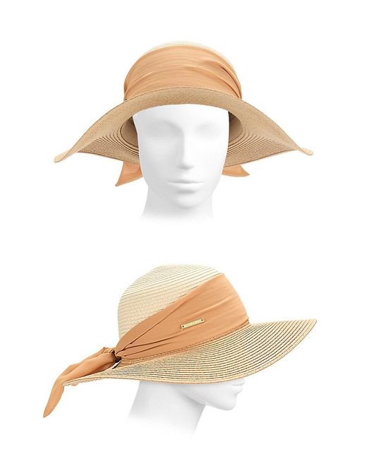 Vince Camuto Natural Tie Colorblock Paper Sun Hat