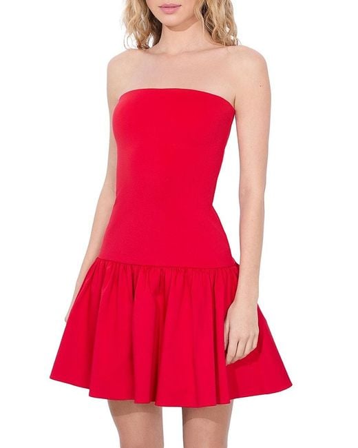 Alice + Olivia Red Alice + Olivia Oriana Straplesss Drop Waist Minidress