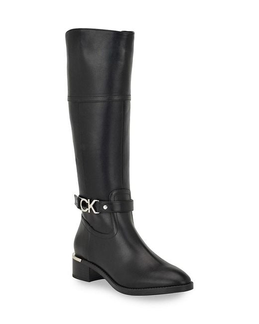 Calvin Klein Black Daphny 40Mm Logo Knee-High Boots