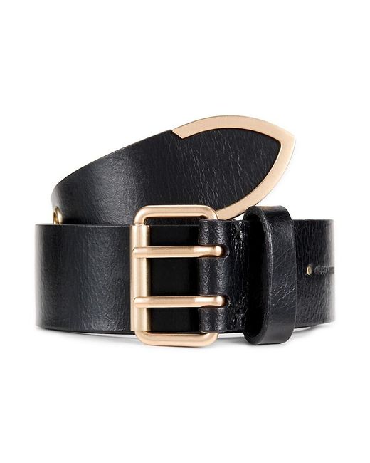 AllSaints Black Eyelet Tipped Leather Belt