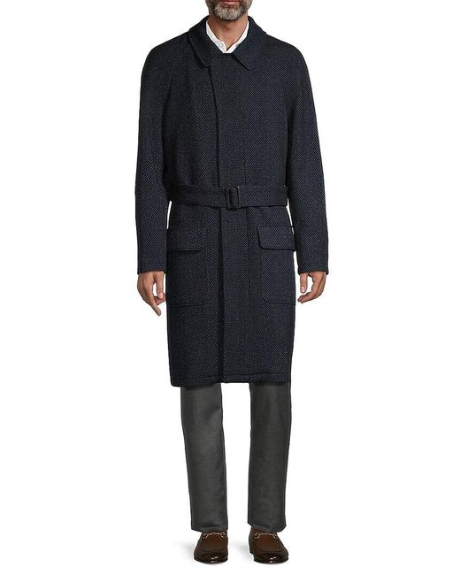 Cardinal Of Canada Black Tatum Relaxed-Fit Wool-Blend Topcoat for men