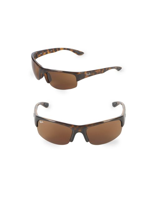 Ray-Ban Black 62mm Rectangle Wrap Sunglasses