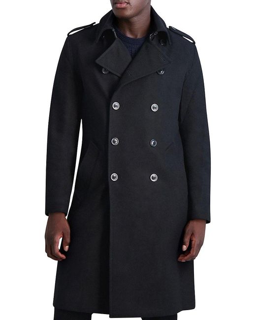 Karl Lagerfeld Double Breasted Trench Coat in Blue for Men | Lyst