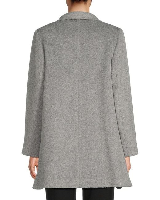 Cinzia Rocca Gray Waterfall Collar Wool Blend Short Coat