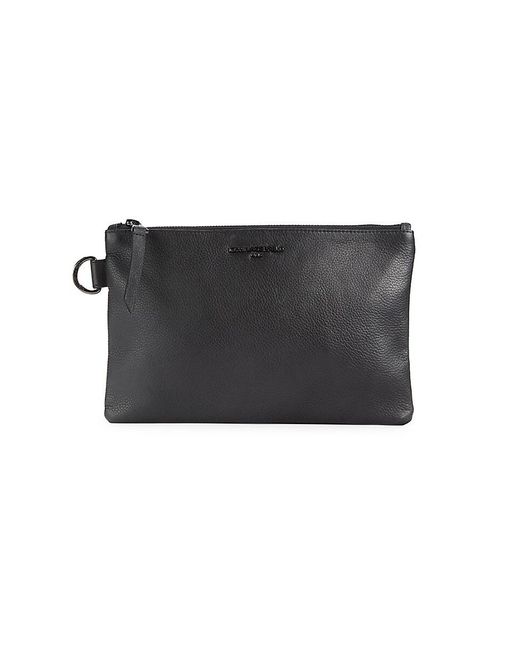 Karl Lagerfeld Black Leather Travel Zip Pouch for men