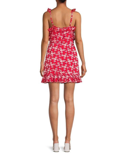 French Connection Red Elianna Floral Mini A Line Dress