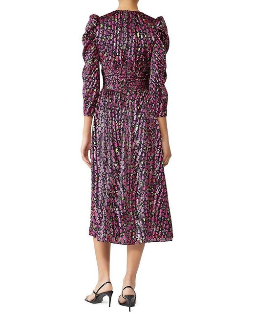 Kate Spade Marker Floral Devore Midaxi Dress in Purple | Lyst