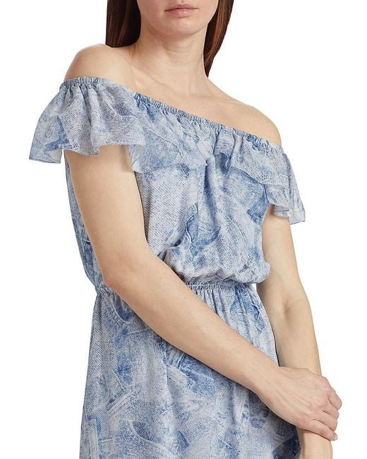 L'Agence Blue 'Agence Leonie Denim-Inspired Silk Minidress