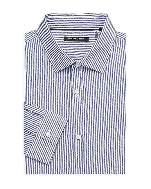 Karl Lagerfeld Blue Striped Dress Shirt for men