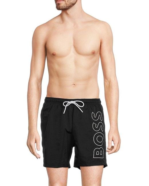 BOSS by HUGO BOSS Octopus Logo Swim Shorts in Black for Men | Lyst