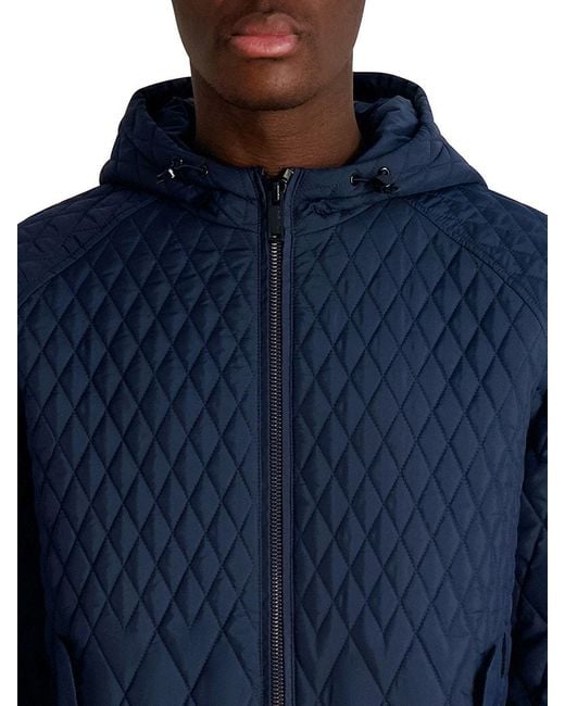 Karl Lagerfeld Blue Regular-Fit Diamond Quilted Bomber Jacket for men