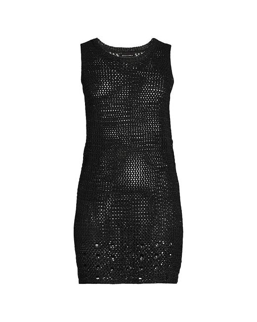 Line & Dot Black Moonlight Sheer Mesh Mini Sheath Dress