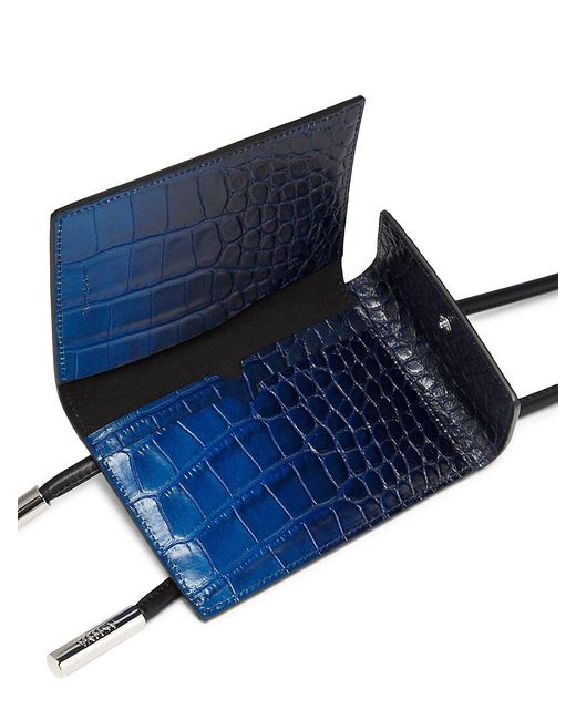 Ashya Blue Logo Leather Lanyard Passport Holder for men