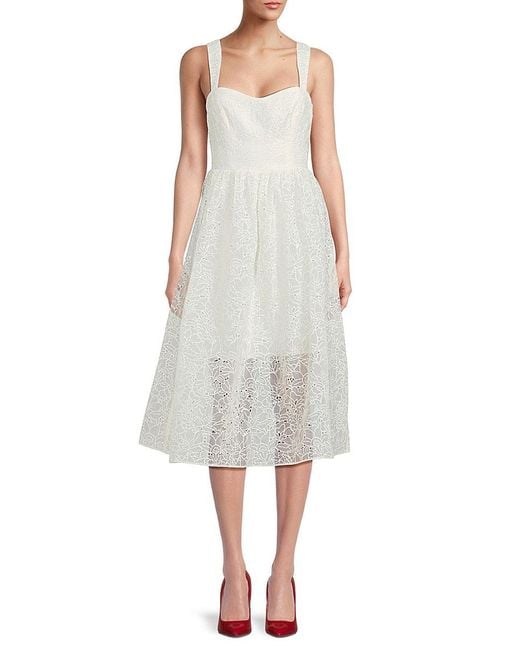 French Connection Gray Sweetheart Lace Midi Dress