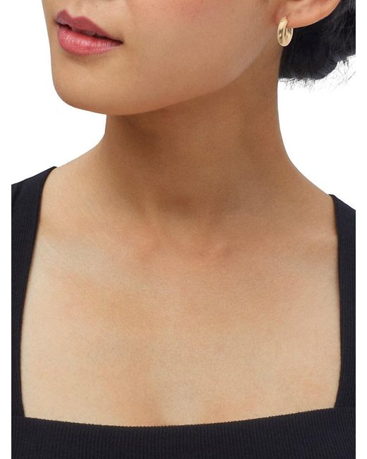 Saks Fifth Avenue White 14K Polished Texture Round Hoop Earrings