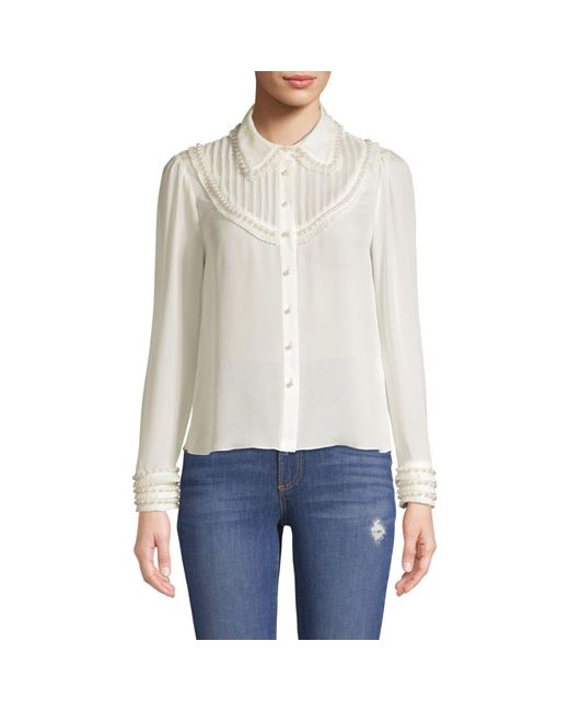 womens white pintuck blouse