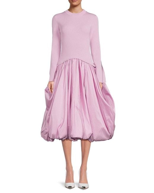 Jonathan Simkhai Pink Kenlie Balloon-Hem Midi-Dress