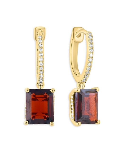 Effy White 14K, Garnet & Diamond Drop Earrings