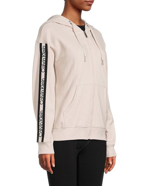 Womens logo tape zip up hoodie sale