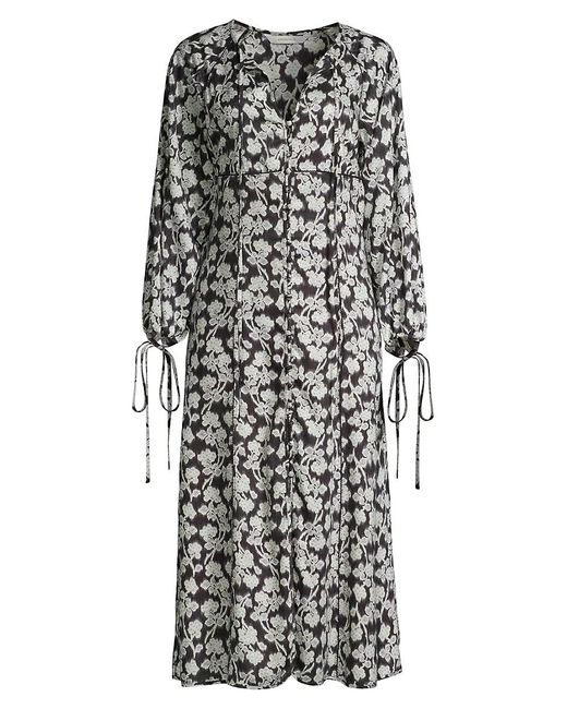 Rebecca Taylor Black Alicia Floral Midi Dress