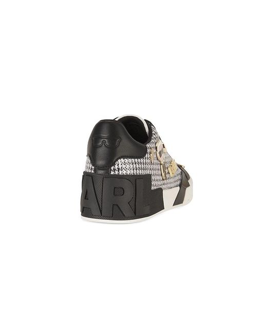 Karl Lagerfeld Black Mavise 40Mm Houndstooth Low-Top Sneakers