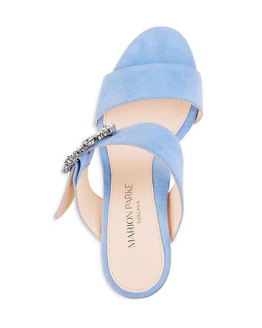 Marion Parke Blue Lucia Embellished Stiletto Heel Leather Sandals