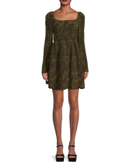 Proenza Schouler Green Vine Squareneck Peasant Dress