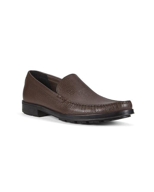 Bally Brown 25Mm Textured Leather Loafers for men