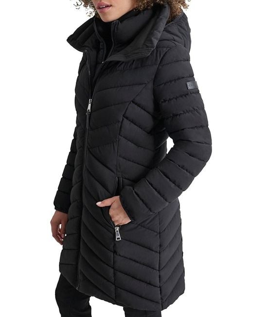 DKNY Black Bib Puffer Coat