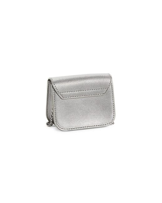 Furla Gray Leather Wallet On Chain