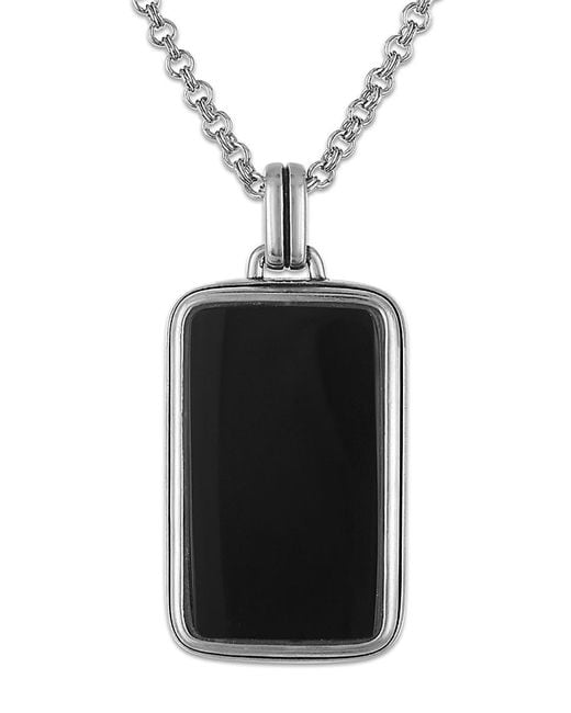 Esquire Black Sterling & Onyx Dog Tag Pendant Necklace for men