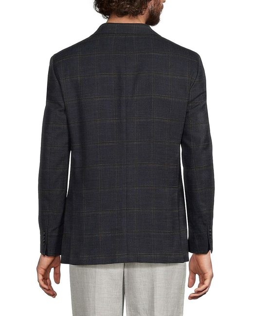 Tommy Hilfiger Black Windowpane Wool-Blend Modern-Fit Sport Coat for men
