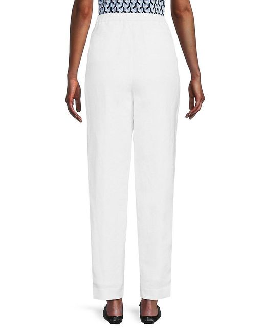 Calvin Klein White Drawstring Linen Blend Pants