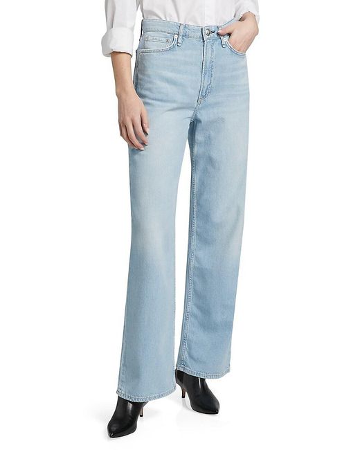 Rag & Bone Blue Logan Mid-Rise Straight-Leg Jeans