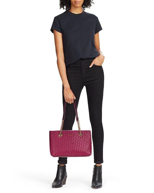 Karl Lagerfeld Logo Quilted Leather Shoulder Bag in Purple Lyst