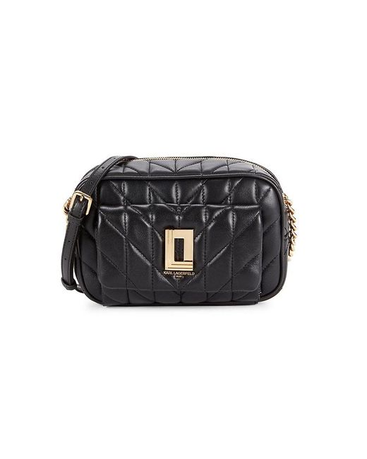 Karl Lagerfeld Lafayette Leather Quilted Shoulder Bag in Black | Lyst