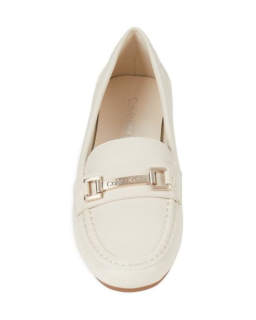 Calvin Klein White Lolina Logo Bit Loafers