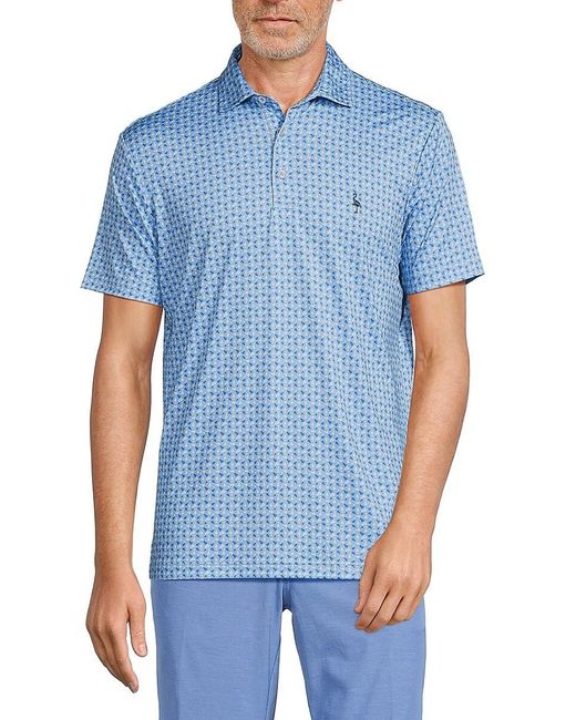 Tailorbyrd Blue Print Performance Polo for men