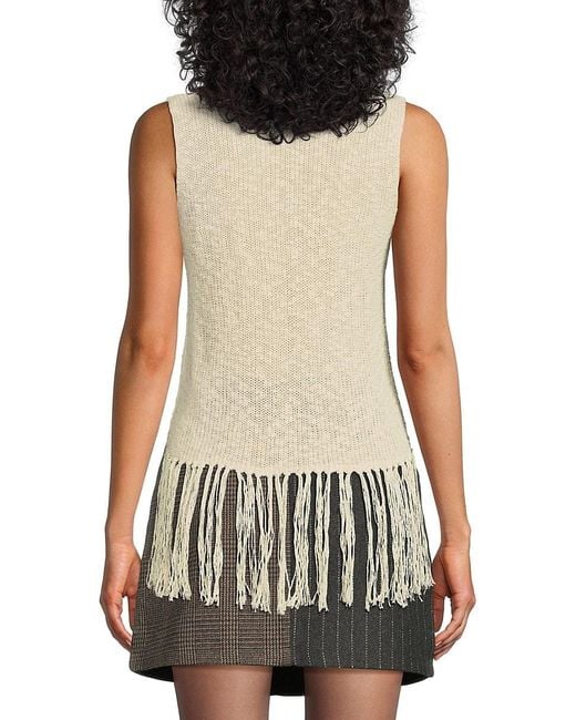 Rails White Fringe Cotton-Blend Sweater Tank