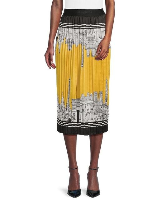 Karl Lagerfeld Yellow Pleated Midi-Skirt