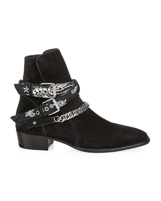 Amiri Black Bandana Suede Boots for men